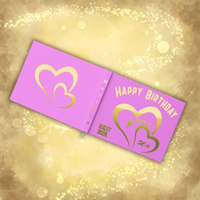 Livre D'or Anniversaire d'or moderne sur Monogramme rose Peti (Créateur téléchargé)