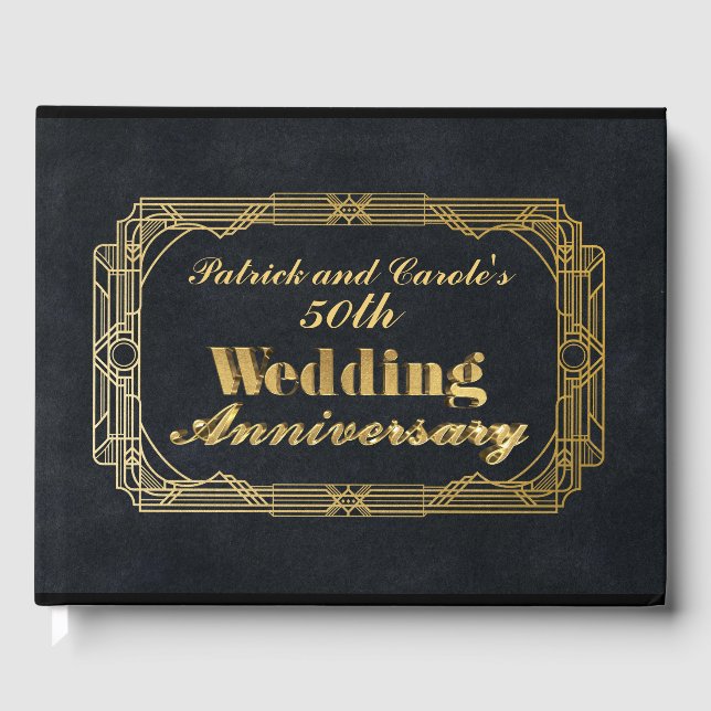 Livre D'or Anniversaire du Mariage 3D Gold personnalisé (Recto)