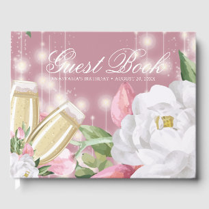 Livre D'or Anniversaire floral de Champagne de luxe