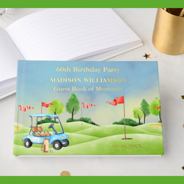 Livre D'or Anniversaire Golf Thème Real Gold Foil (Créateur téléchargé)