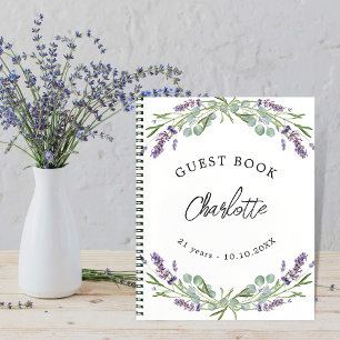 Livre d'or anniversaire lavande violette eucalyptu