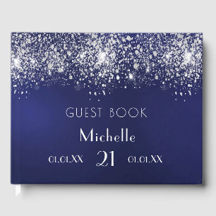 Livre D'or Anniversaire marine bleu argent parties scintillan