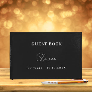 Livre D'or Anniversaire noir blanc nom simple