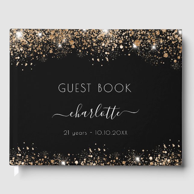 Livre D'or Anniversaire noir or parties scintillant scintille (Recto)