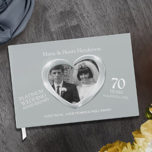 Livre D'or Anniversaire platine mariage coeur photo 70 ans