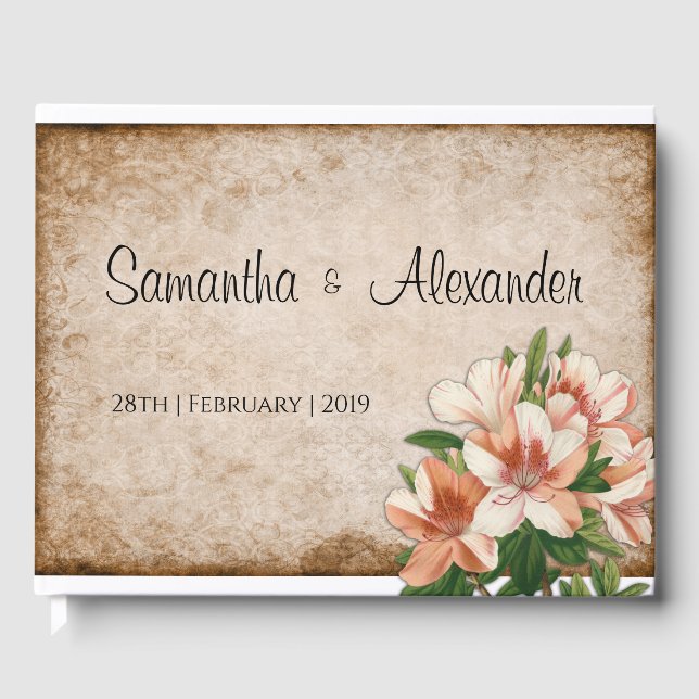 Livre D'or Apricot Lilies Mariage Vintage (Recto)