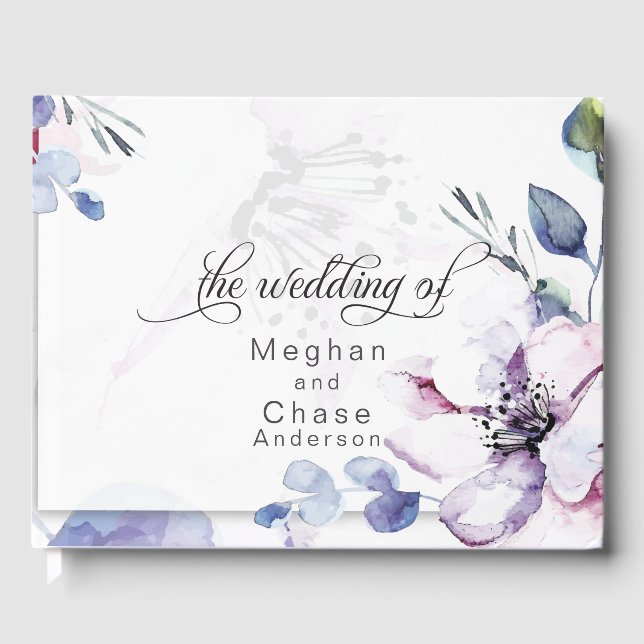 Livre D'or Aquarelle Abstraite Fleurs Apple (Recto)