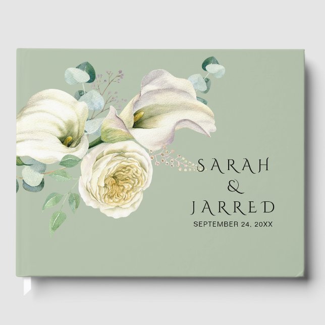 Livre D'or Aquarelle Blanc Calla Lilies Bouquet (Recto)