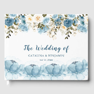 Livre D'or Aquarelle bleu Dusty Floral Mariage