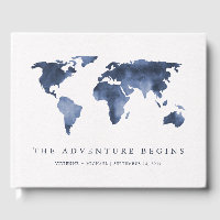 Aquarelle bleue | World Map Mariage