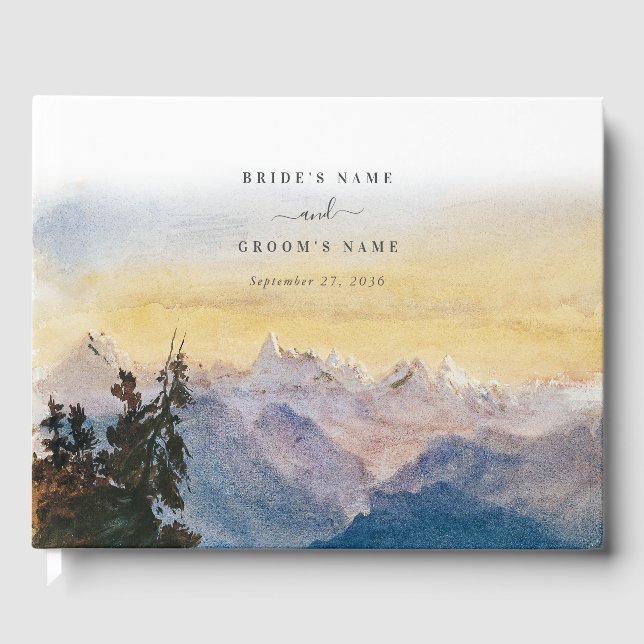 Livre D'or Aquarelle Blue Mountains Pine Mariage (Recto)
