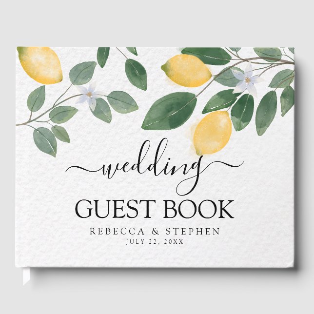 Livre D'or Aquarelle botanique Citron et Mariage de verdure (Recto)