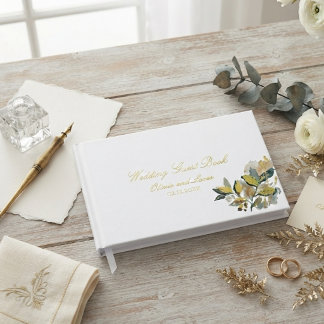 Livre D'or Aquarelle botanique moderne à feuilles d'eucalyptu
