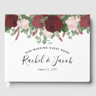 Livre D'or Aquarelle Bourgogne Floral Blush Mariage rose