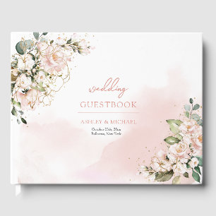 Livre D'or Aquarelle chic rose rose roux or sauge vert