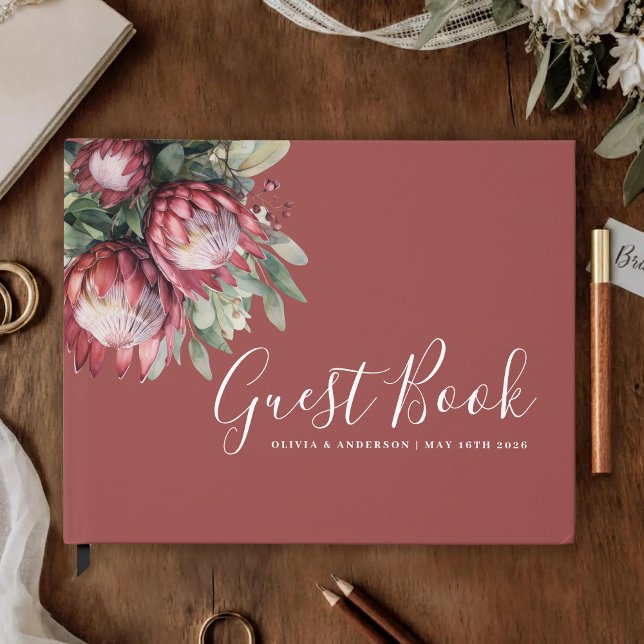Livre D'or Aquarelle de Protea autochtone Boho floral Botaniq (Créateur téléchargé)