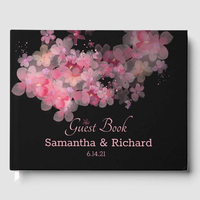 Livre D'or Aquarelle délicate rose floral (Recto)