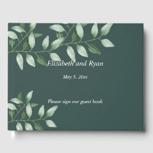 Livre D'or Aquarelle Eucalyptus Botanique, Vert Turquoise Per