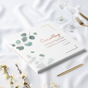 Livre D'or Aquarelle Eucalyptus Rose Gold Mariage