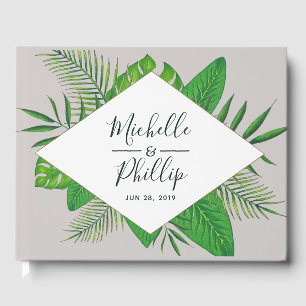 Livre D'or Aquarelle feuillage tropical Plage Mariage