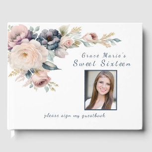 Livre D'or Aquarelle Fleurs Sweet sixteen / Bat mitzvah