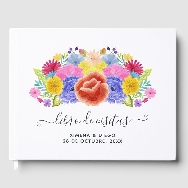 Livre D'or Aquarelle Floral espagnol Mariage Fiesta (Recto)