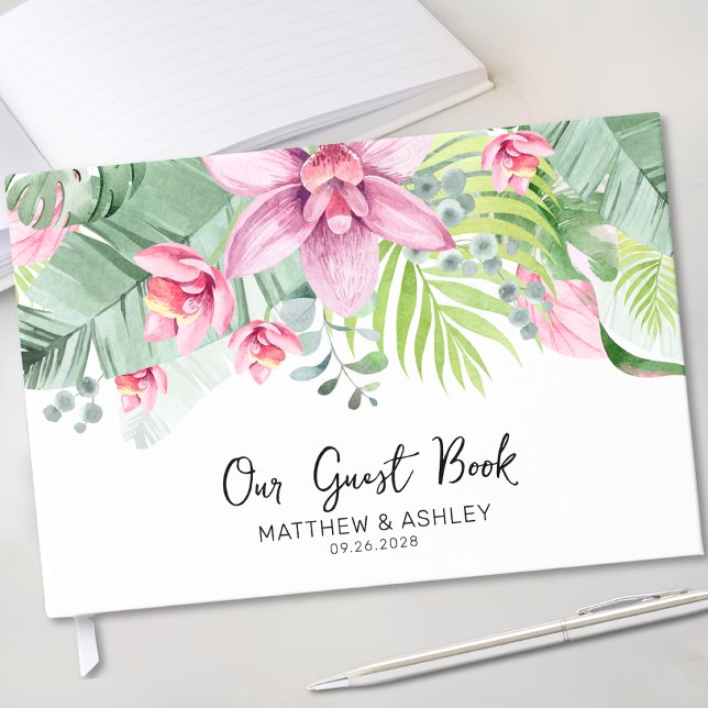 Livre D'or Aquarelle Floral Mariage tropical (Watercolor Floral Tropical Wedding Guest Book)