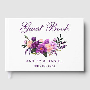 Livre D'or Aquarelle Florale violet Ultra violet Mariage P