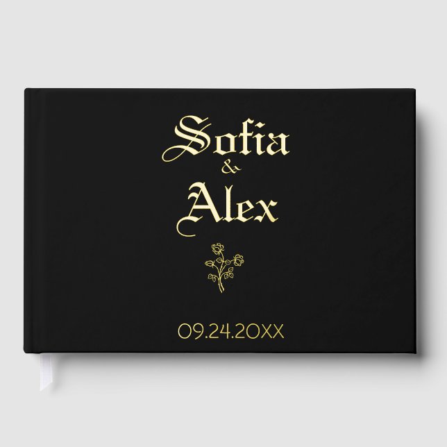 Livre D'or Aquarelle gothique rose mariage noir (Recto)