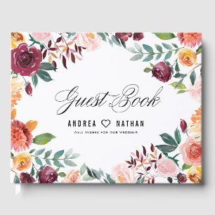 Livre D'or Aquarelle L'automne fleurit Floral Mariage