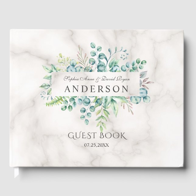 Livre D'or Aquarelle luxuriante Branches d'olive Mariage de c (Recto)