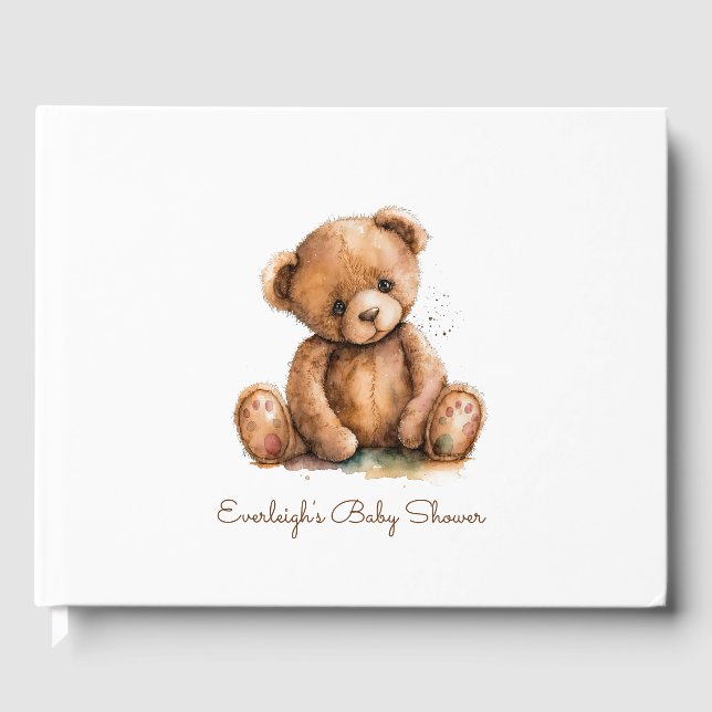 Livre D'or Aquarelle mignonne Ours en peluche (Recto)