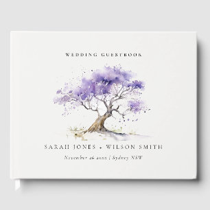 Livre D'or Aquarelle minimale Lilac Jacaranda Mariage arbre