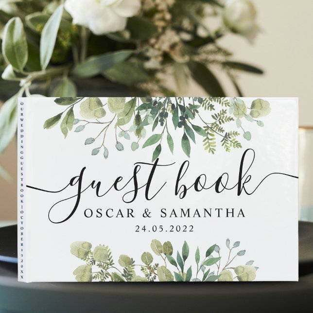 Livre D'or Aquarelle moderne Branche des Feuilles verts (Créateur téléchargé)