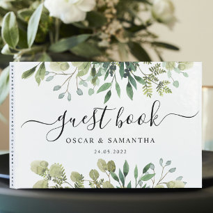 Livre D'or Aquarelle moderne Branche des Feuilles verts