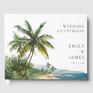 Livre D'or Aquarelle moderne Mariage de plage tropicale