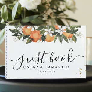 Livre D'or Aquarelle moderne orange et fleurs