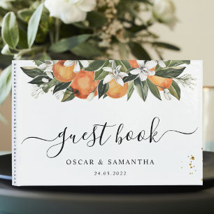 Livre D'or Aquarelle moderne orange et fleurs