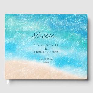 Livre D'or Aquarelle moderne Sandy Ocean Beach Mariage