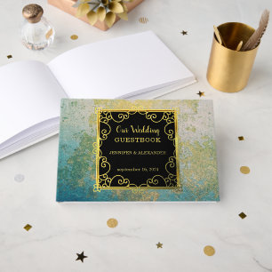 Livre D'or Aquarelle motif or mariage Foil Guestbook