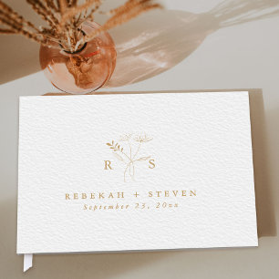 Livre D'or Aquarelle or simple Mariage de monogramme de Bot