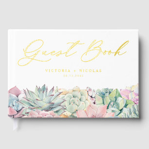 Livre D'or Aquarelle Pastel Succulents Mariage