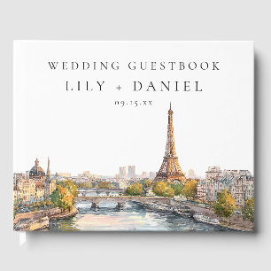 Livre D'or Aquarelle romantique Paris France Mariage
