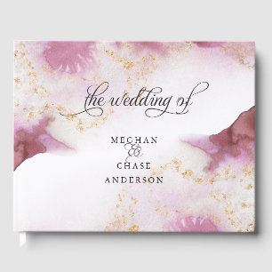 Livre D'or Aquarelle Rose Quartz Gold Geode BarefootBride™