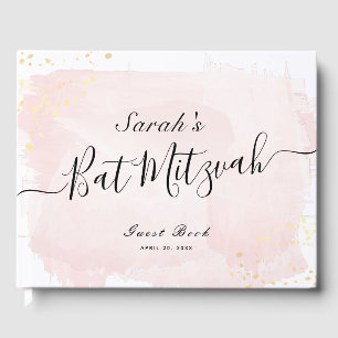 Livre D'or Aquarelle rose x Bat mitzvah or