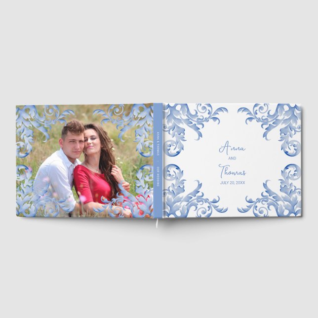 Livre D'or Aquarelle Royal Bleue Douce (Complet)