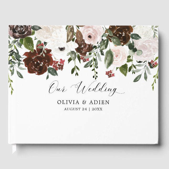 Livre D'or Aquarelle rustique Floral Mariage géométrique (Recto)