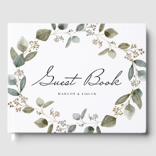 Livre D'or Aquarelle Saisie Eucalyptus Wreath Mariage Photo