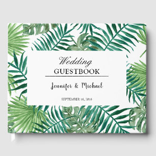 Livre D'or Aquarelle tropicale feuille mariée et marié mariag