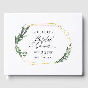 Livre D'or aquarelle vert fleuri élégant vin de douche nuptia